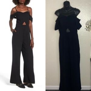 joa women off shoulder black jumpsuit M